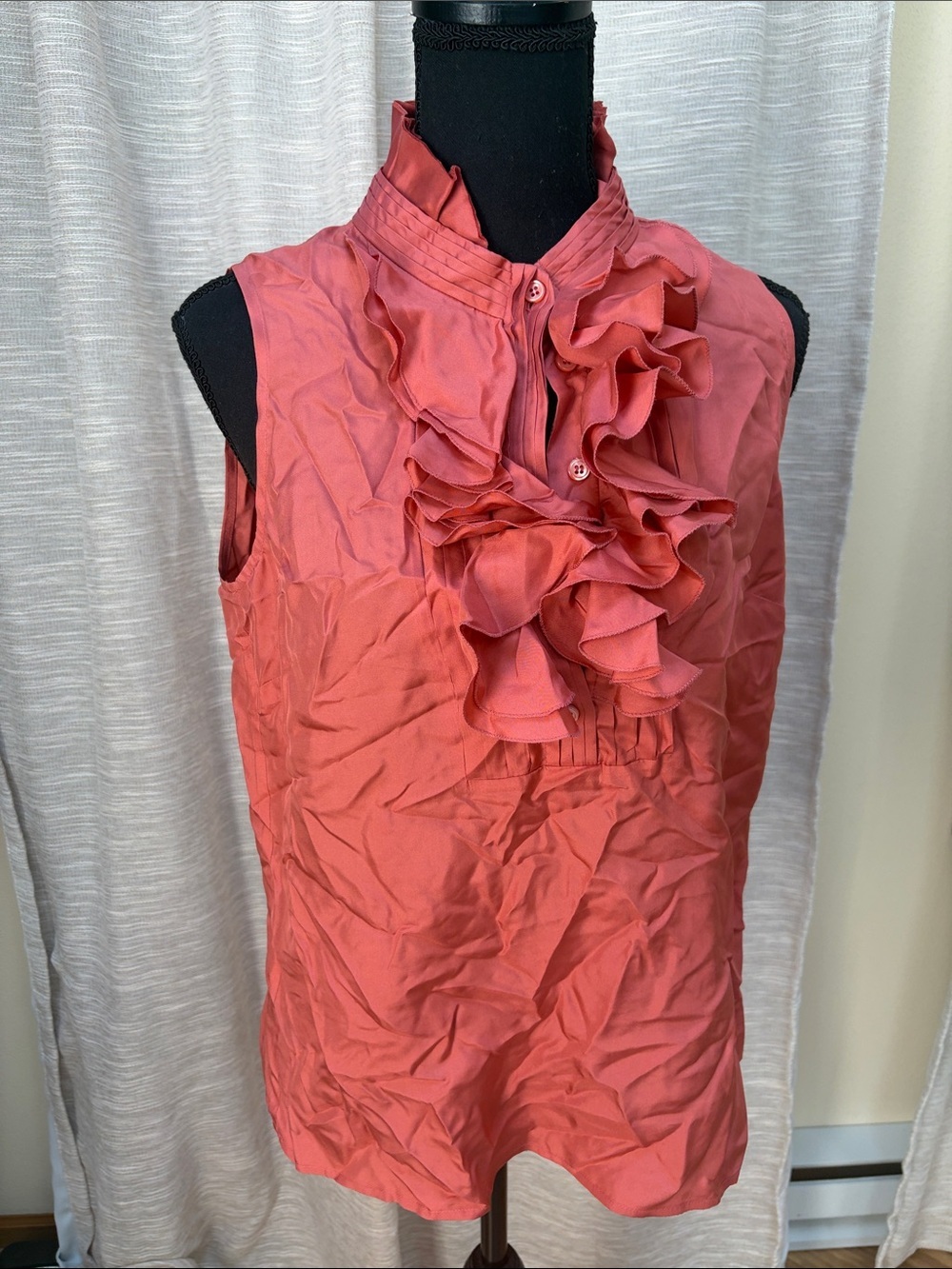 J. Crew Ruffled Sleeveless Camisole in Coral Pink